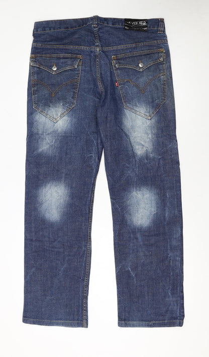 Levi's Red Men's Blue Straight Fit Denim Jeans Size 35x32