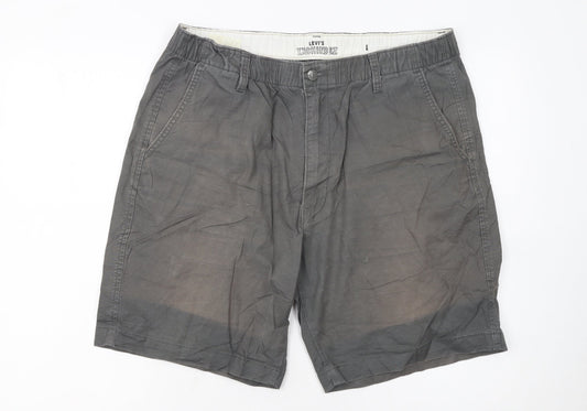 Levi's Mens Grey Chino Shorts L Regular Fit Cotton Linen Blend