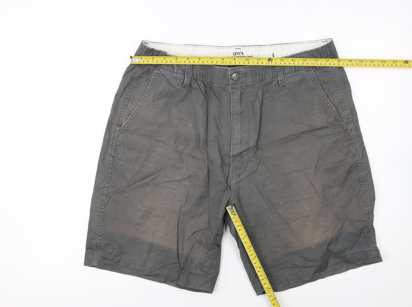 Levi's Mens Grey Chino Shorts L Regular Fit Cotton Linen Blend
