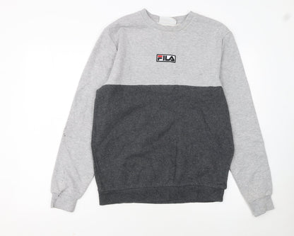 Fila Men’s Grey Regular Fit Crew Neck Pullover Sweatshirt S