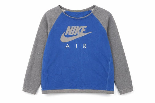 Front view of Nike boys’ blue grey air logo pullover sweatshirt 13-14 years