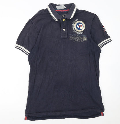 Napapijri Men’s Blue Embroidered Logo Polo Shirt Size L