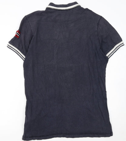 Napapijri Men’s Blue Embroidered Logo Polo Shirt Size L