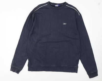 Reebok Men’s Blue Crew Neck Sweatshirt L Pullover Logo Sportswear