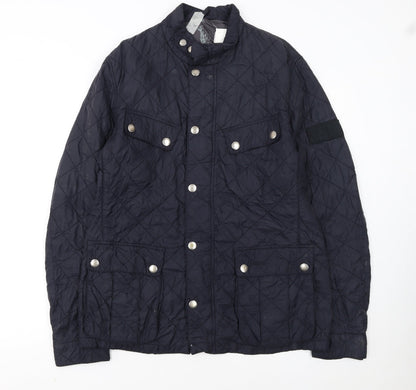 Barbour Womens Blue Quilted Mid-Length Jacket L Lightweight Outdoor