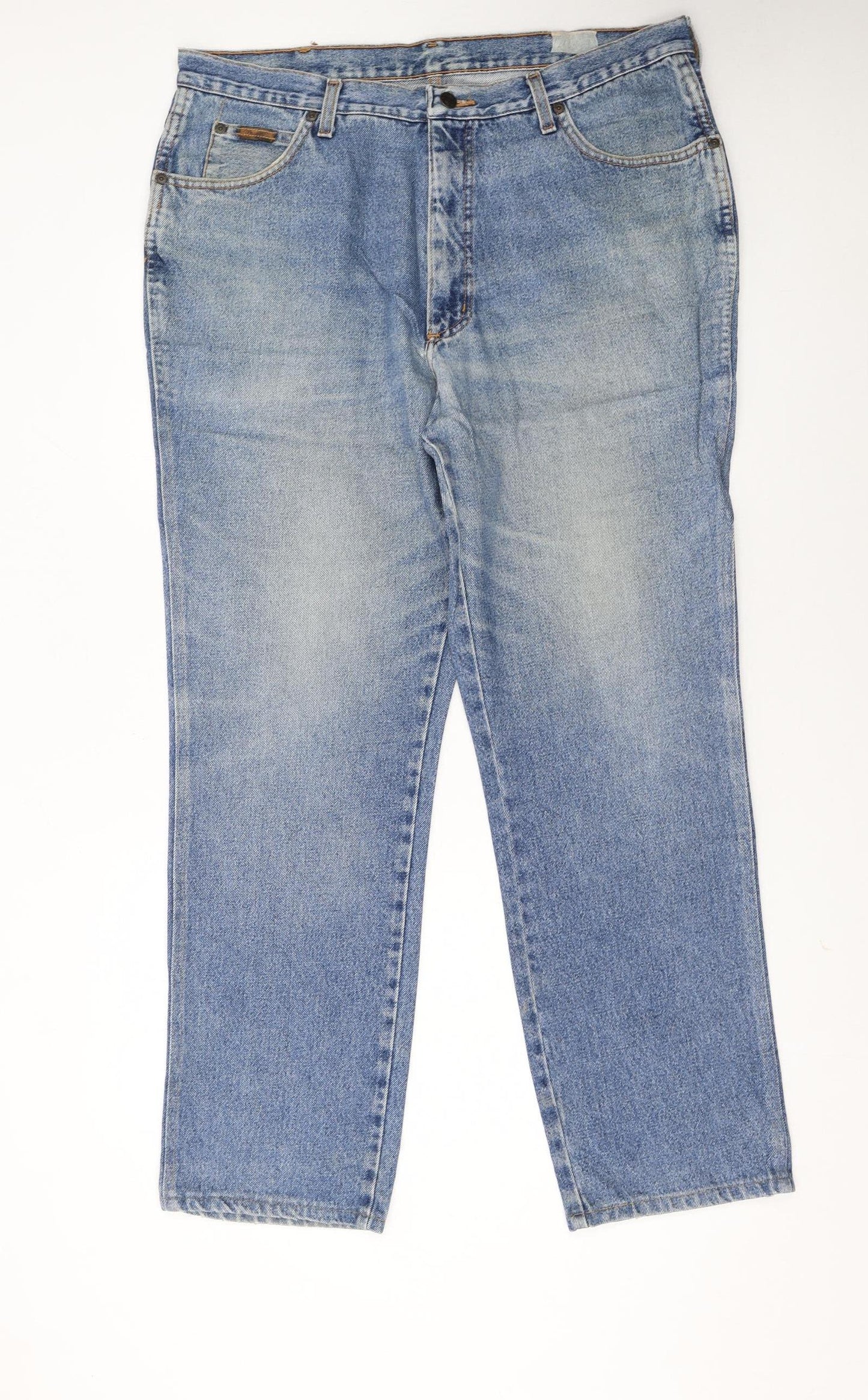 Wrangler Men's Blue 38x32 Straight Leg Denim Jeans Retro Cowboy Style