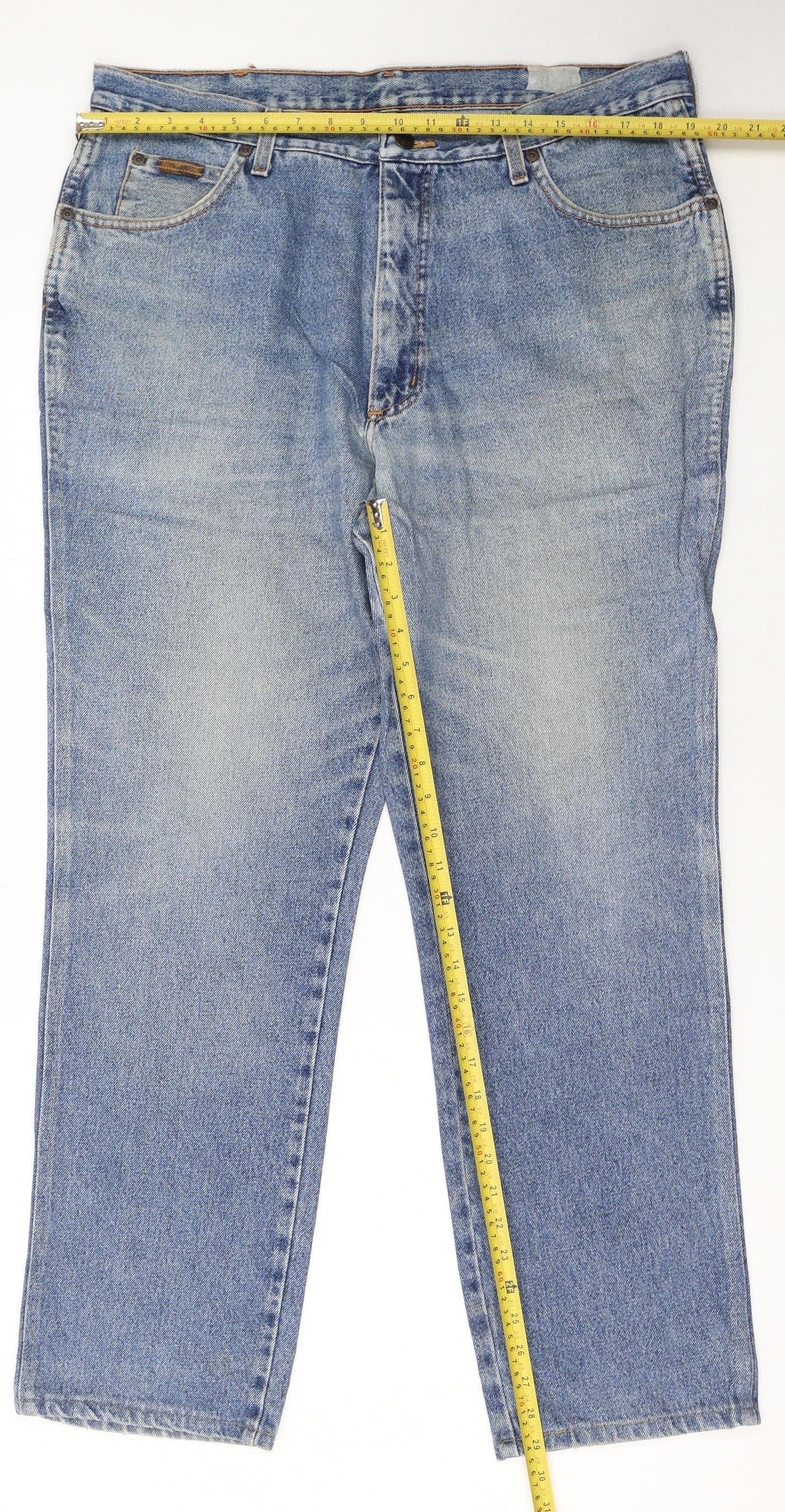 Wrangler Men's Blue 38x32 Straight Leg Denim Jeans Retro Cowboy Style