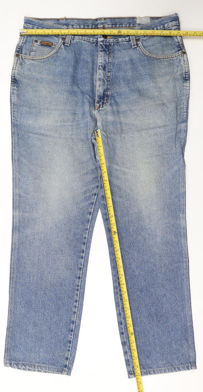Wrangler Men's Blue 38x32 Straight Leg Denim Jeans Retro Cowboy Style