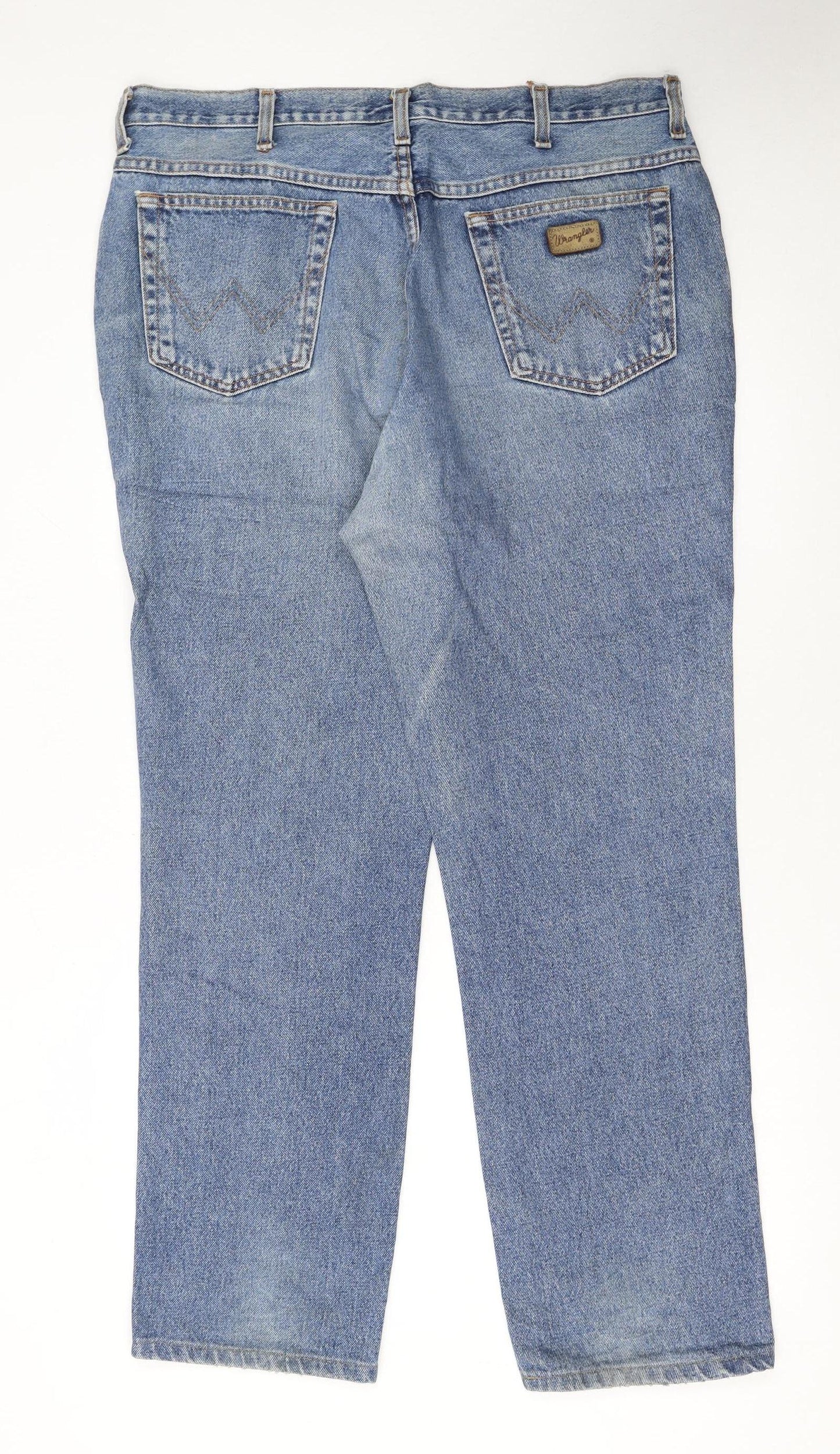 Wrangler Men's Blue 38x32 Straight Leg Denim Jeans Retro Cowboy Style