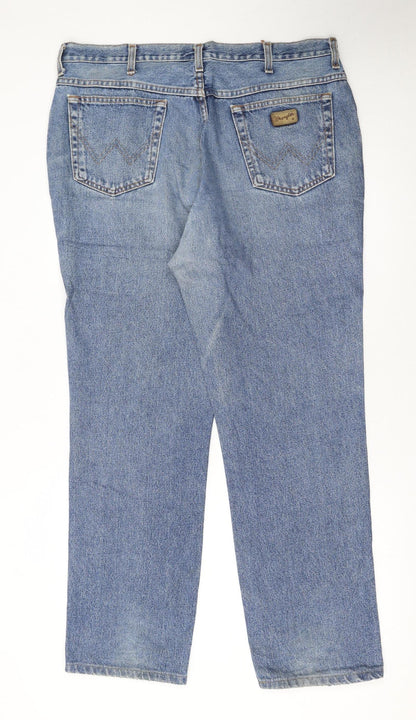 Wrangler Men's Blue 38x32 Straight Leg Denim Jeans Retro Cowboy Style