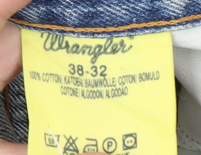 Wrangler Men's Blue 38x32 Straight Leg Denim Jeans Retro Cowboy Style