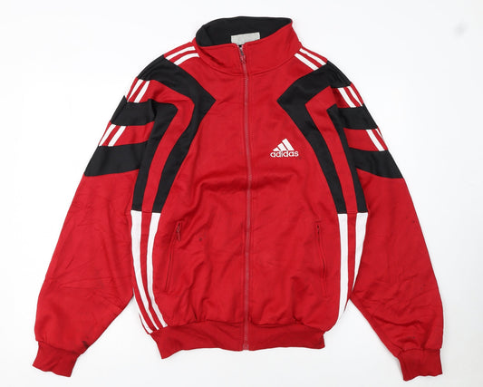 Adidas Men's Red Track Jacket S Retro Sports Full Zip Lightweight