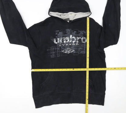 Umbro Men’s Black Pullover Hoodie L Logo Graphic Fleece Sweatshirt