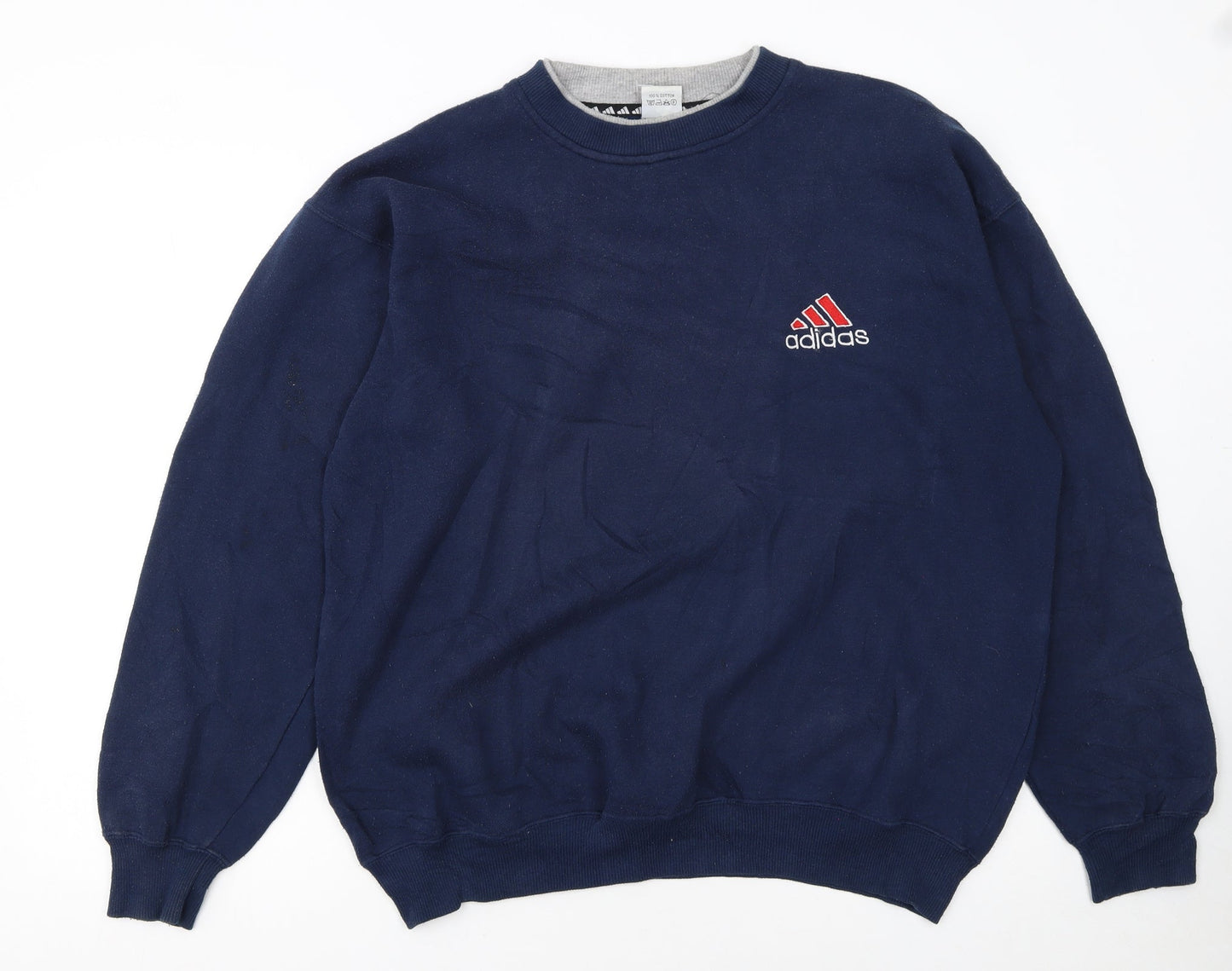 Adidas Men's Blue Logo Pullover Cotton Sweatshirt Size L