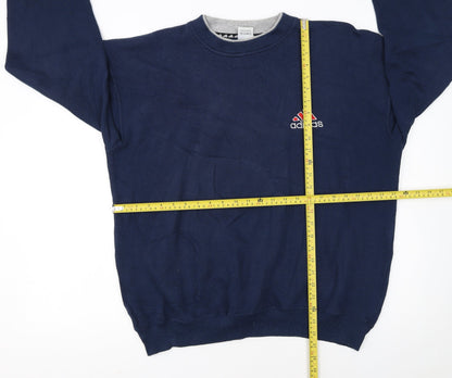 Adidas Men's Blue Logo Pullover Cotton Sweatshirt Size L