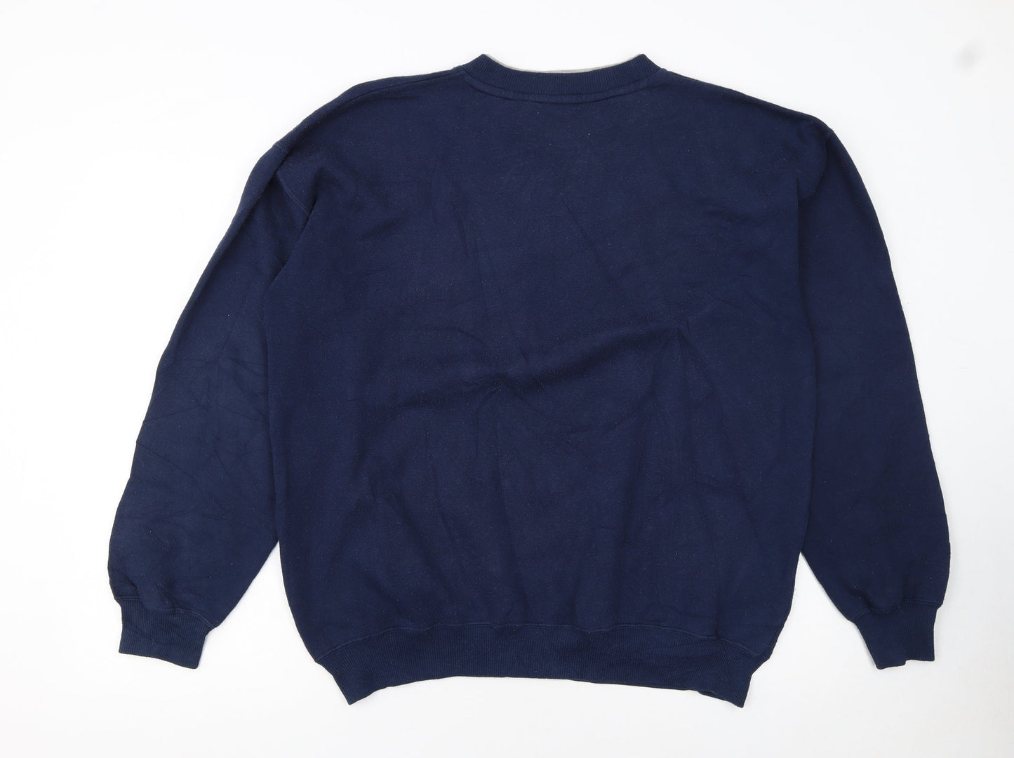 Adidas Men's Blue Logo Pullover Cotton Sweatshirt Size L