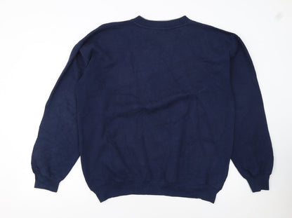 Adidas Men's Blue Logo Pullover Cotton Sweatshirt Size L