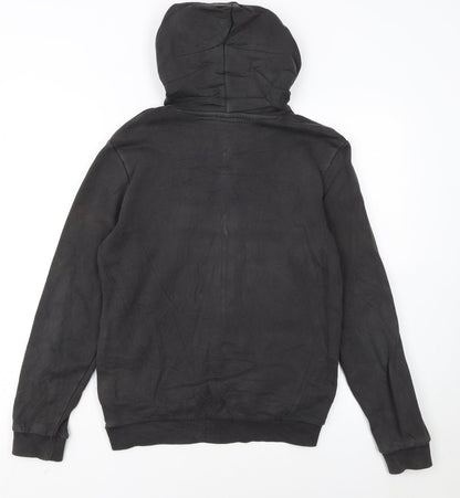 Puma Boys Black Pullover Hoodie 13-14 Years Fleece Graphic Logo Sweatshirt