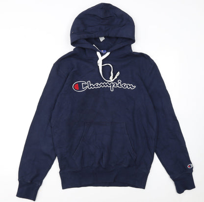 Champion Men's Blue Pullover Hoodie Medium Embroidered Logo