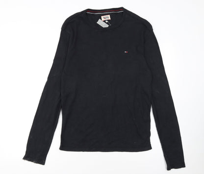 Hilfiger Denim Men's Black Long Sleeve Crew Neck Cotton T-Shirt L