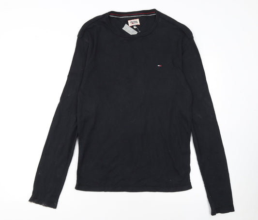 Hilfiger Denim Men's Black Long Sleeve Crew Neck Cotton T-Shirt L