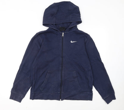Nike Boys Navy Blue Full Zip Hoodie XL 13-15 Years Fleece Sweatshirt