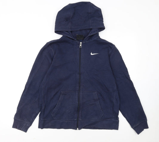Nike Boys Navy Blue Full Zip Hoodie XL 13-15 Years Fleece Sweatshirt