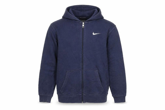 Front view of Nike boys’ navy blue full zip hoodie xl 13-15 years fleece sweatshirt
