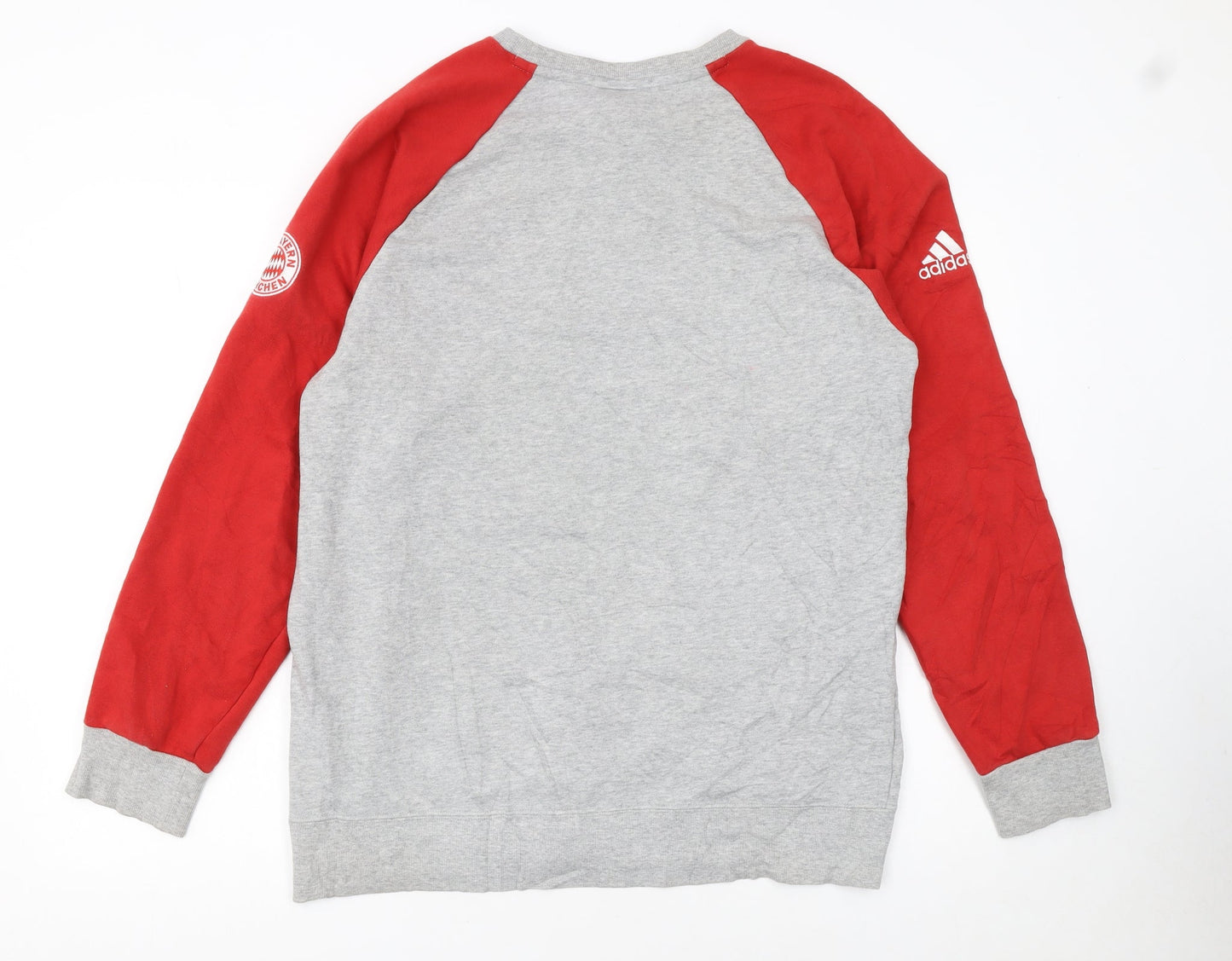 Adidas Men’s Grey Red Crew Neck Pullover Sweatshirt Size L