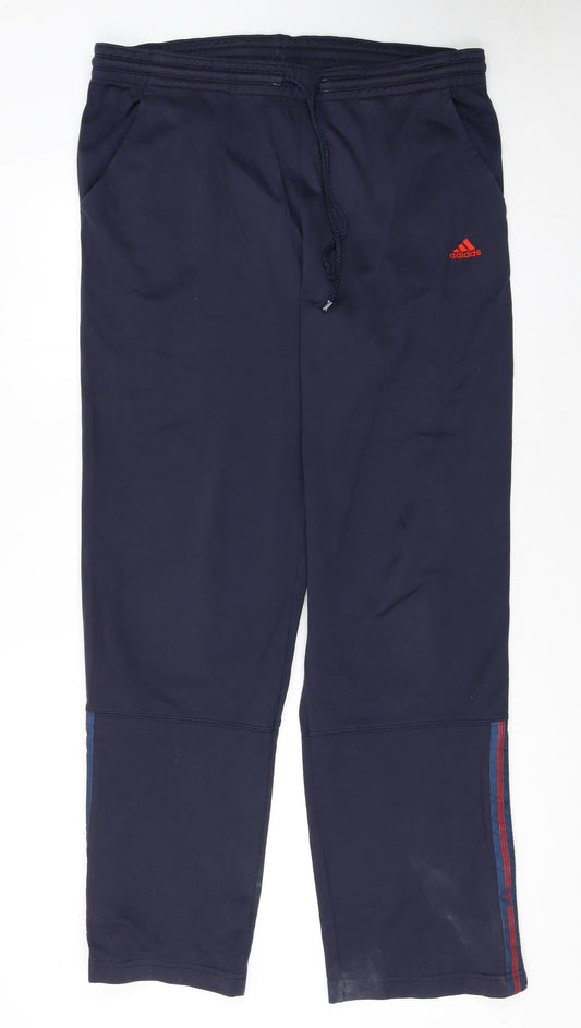 Adidas Men's Blue Track Pants L Elastic Waist Sports Trousers