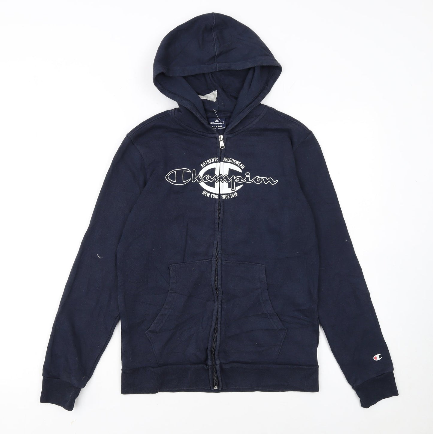 Champion Boys Blue Full Zip Hoodie 13-14 Years Logo Fleece Sweatshirt