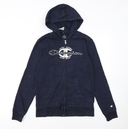 Champion Boys Blue Full Zip Hoodie 13-14 Years Logo Fleece Sweatshirt