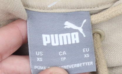 Puma Womens Beige XS Pullover Hoodie Sportswear Logo Sweatshirt