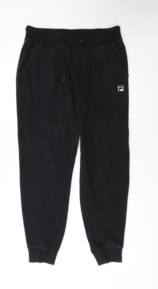 FILA Men's Black Jogger Trousers Size M Cotton Blend Fleece