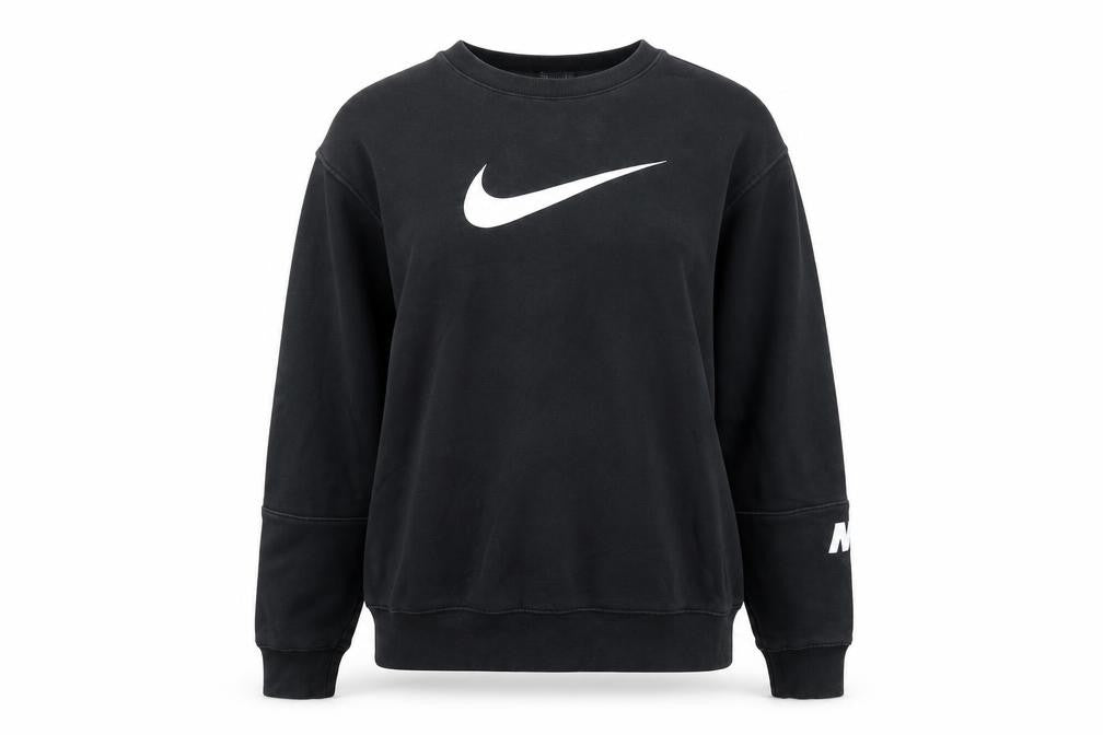 Nike Women Black Small Pullover Sweatshirt Logo Crew Neck Standard Fit
