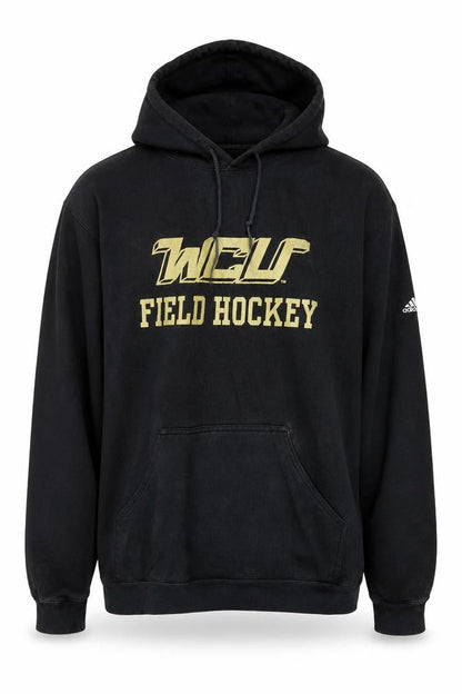 Front view of Adidas Men’s Black Pullover Hoodie L WCU Field Hockey Fleece