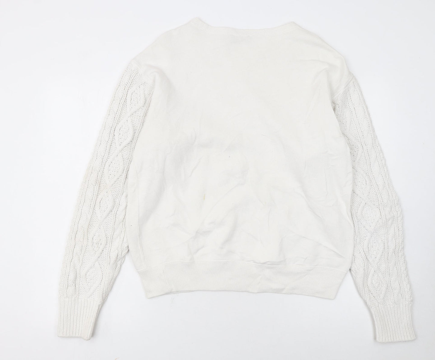 Polo Ralph Lauren Women's White Cable Knit Sleeve Anchor Sweatshirt S