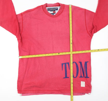 Tommy Hilfiger Women's Red Crew Neck Pullover Sweatshirt Size S