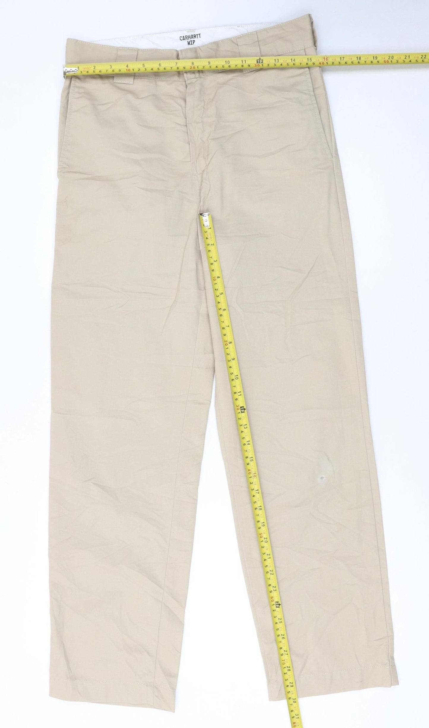 Carhartt Men's Beige Chino Trousers Size 27 Regular Fit