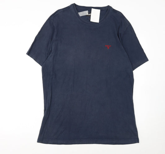 Barbour Men's Navy Blue XL Tailored Crew Neck Cotton T-Shirt