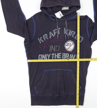Diesel Womens Black Hoodie Small Pullover Graphic Print Casual