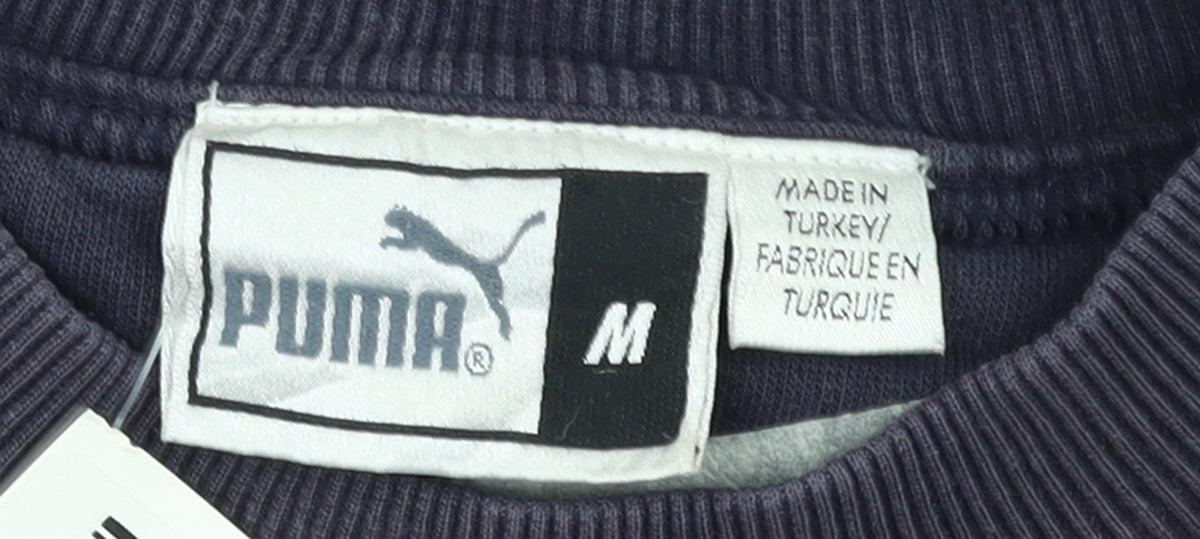 Puma Men's Blue Crew Neck Logo Sweatshirt M Regular Fit