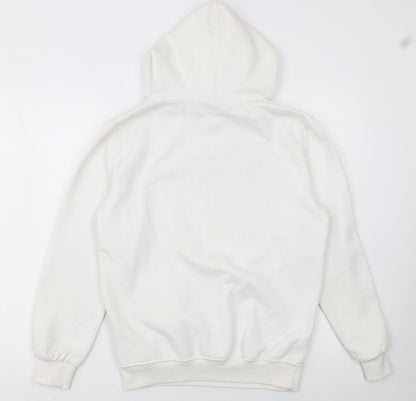 Champion Women White Small Pullover Hoodie with Logo Embroidery