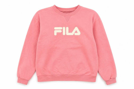 Front view of Fila women’s pink logo crew neck pullover sweatshirt m