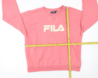 FILA Womens Pink Logo Crew Neck Pullover Sweatshirt M