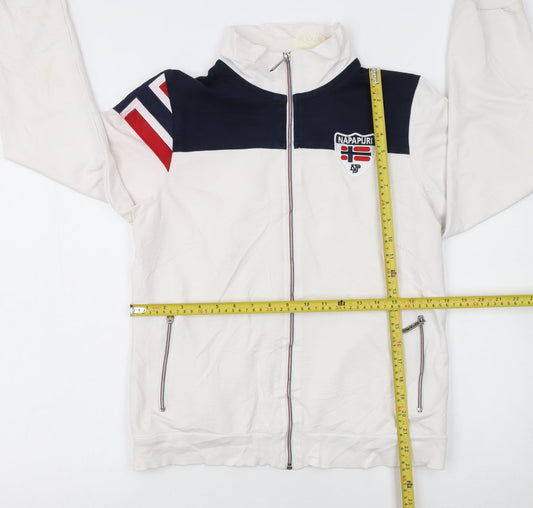 Napapijri Boys White Blue Full Zip Track Jacket XXL - Lined Casual Activewear