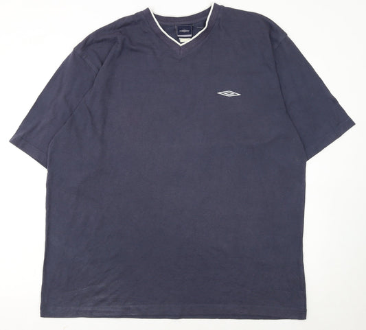 Umbro Men's Navy Blue 2XL V-Neck Short Sleeve Cotton T-Shirt