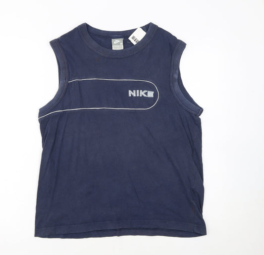 Nike Men's Blue Sleeveless Cotton Sports T-Shirt Size M