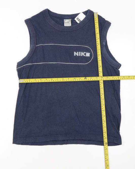 Nike Men's Blue Sleeveless Cotton Sports T-Shirt Size M