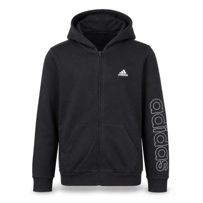 Front view of Adidas girls’ black full zip hoodie 14-15 years sports fleece sweatshirt